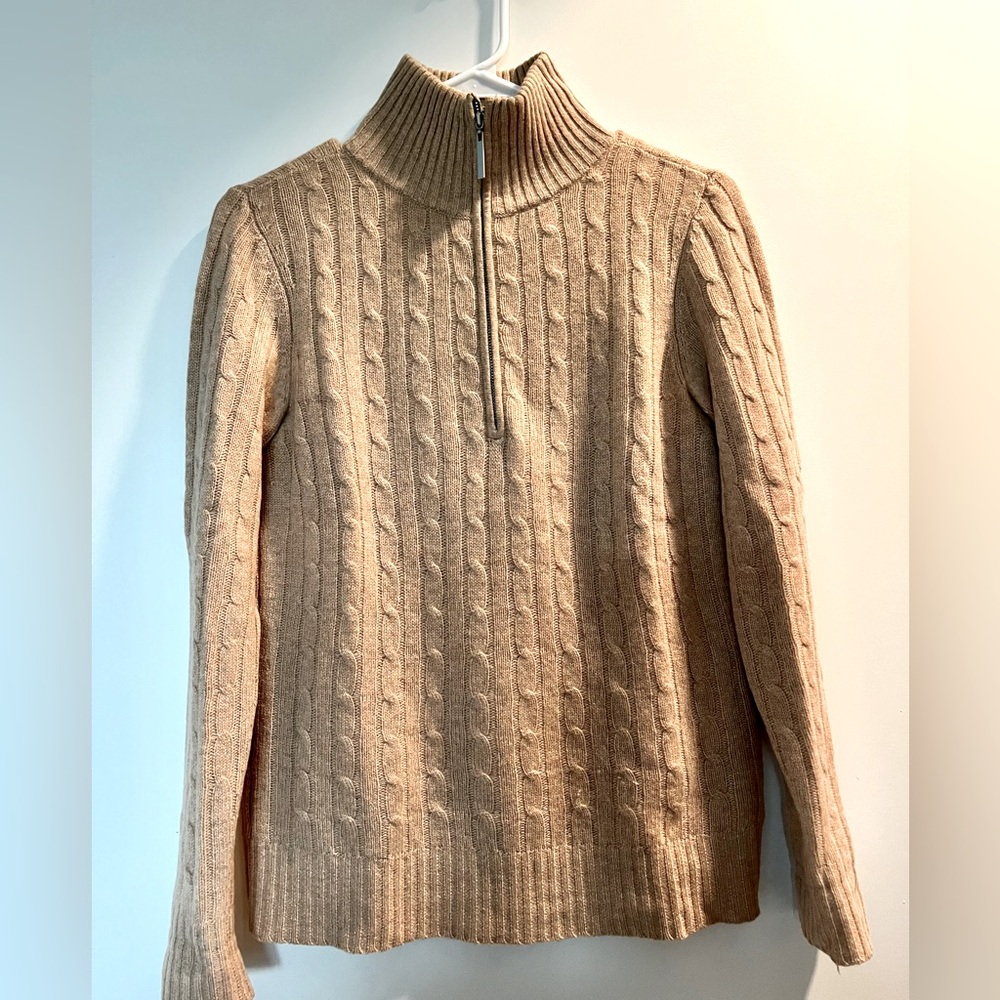 Cashmere cable knit quarter zip